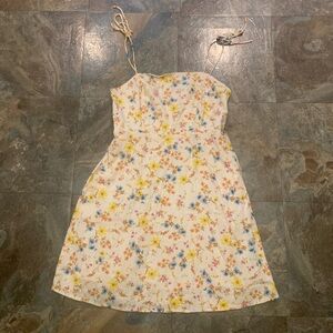 Floral linen blend dress, size M